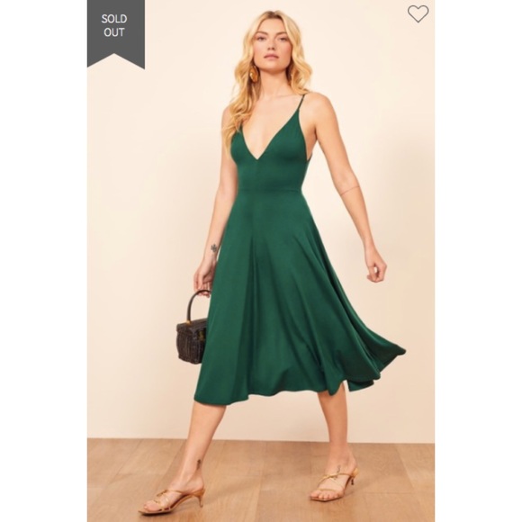 Reformation Strada Sleeveless Dress Emerald - Picture 2 of 9